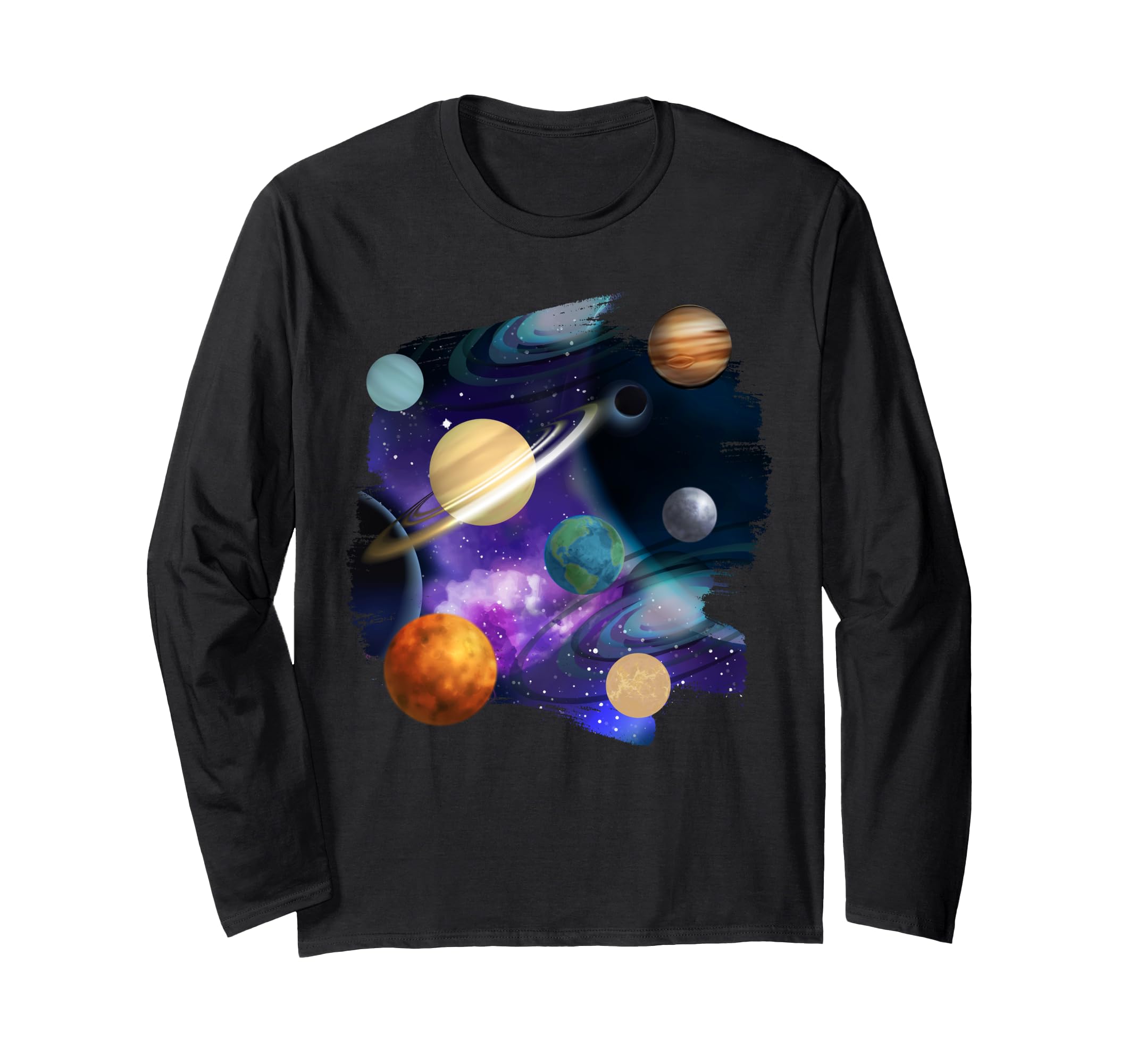 Colorful Solar System I Outer Space I Planet Long Sleeve T-Shirt