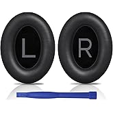 SOULWIT Earpads Replacement for Bose QuietComfort 45 (QC45)/QuietComfort SE (QC SE)/Quiet Comfort Wireless Over-Ear Headphones, Ear Pads Cushions with Softer Protein Leather - Black