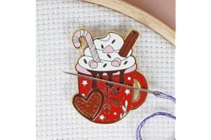 Caterpillar Cross Stitch Needle Minder - Hot Chocolate for Cross Stitch, Sewing, Embroidery and Needlework Accessories, Enamel and Magnetic