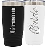 My Personal Memories Bride and Groom Insulated Travel Tumbler Set of 2 - Engraved To Go Cup Gift for Wedding, Rehearsal Dinner Party, Honeymoon, Reception (20 Oz Tumbler Set)
