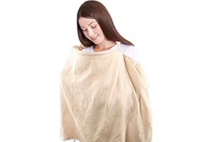 DAYEEBALL Muslin Nursing Cover, Soft Cotton Breastfeeding Cover for Summer, Breathable Privacy Nursing Covers for Baby Breastfeeding, Wheat