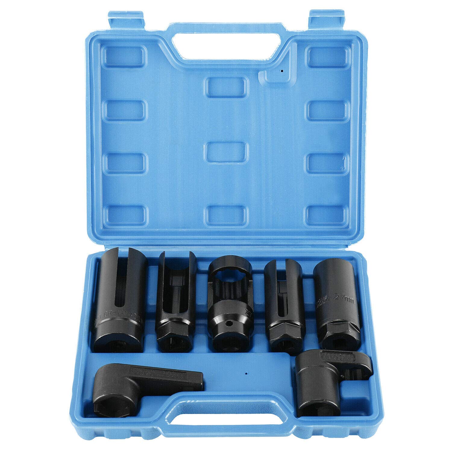 FreeTec 7pcs Oxygen Sensor Socket Set, 22mm 27mm 29mm O2 Sensor Sockets 1/2" Drive, Auto Lambda Sensor Removal Tool, 6 Points