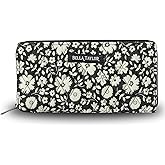 Bella Taylor Slim Card Wallet for Women | Quilted Cotton Fabric Zip Around Credit Card Wallet with RFID Protection | Bicolor Floral Black