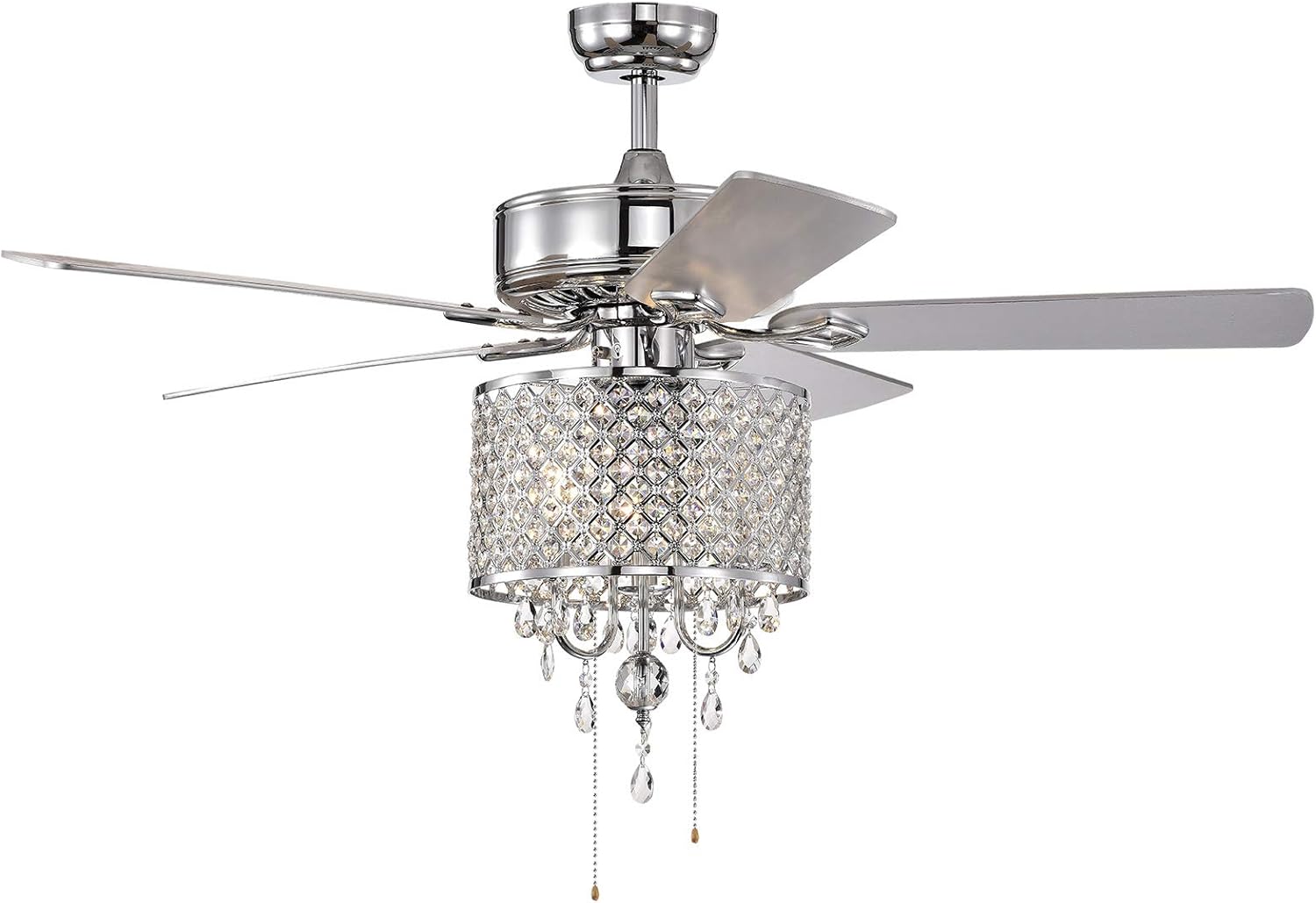 52 Inch Ceiling Fans with Lights Rustic Crystal Chandelier
