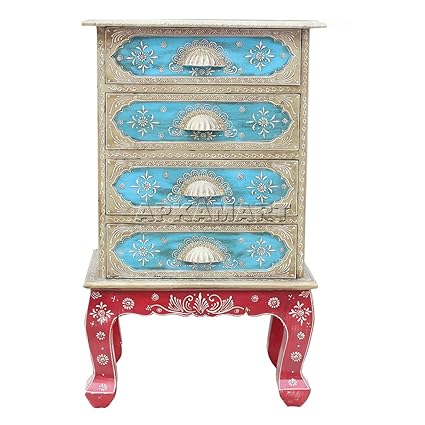 APKAMART Handcrafted Wooden Chest of Drawers - 30 Inch - Corner End Table for Home Decor, Room Decor and Gifts