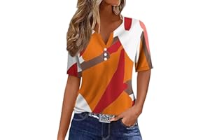 HTHLVMD Short Sleeve Shirts for Women Summer Tops 2025 Trendy Plus Size Casual Button Down V Neck Tunic Tops for Women