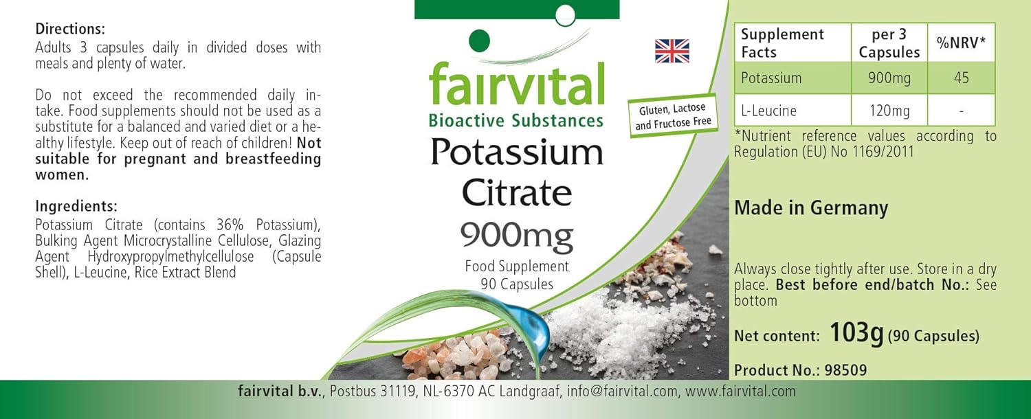 Potassium Citrate 900mg Vegan HIGH Dosage 90 Capsules 300mg
