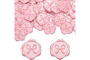 MotiMind 100 Pcs Bow Wax Seal Stickers Wedding Invitation Envelope Seal Stickers, 3D Self Adhesive Stamp Decals for Invitation, Baby Shower, Greeting Cards, Gift Wrapping(Pink)