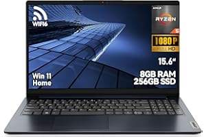 Lenovo IdeaPad Slim 1 15.6" Laptop, FHD Anti-Glare Display, AMD Ryzen 5 7520U, 8GB RAM, 256GB SSD, SD Card Reader, Wi-Fi 6, W