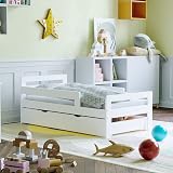Junior Vida Taurus Wooden Toddler Bed Frame with Storage Drawer - White view 1