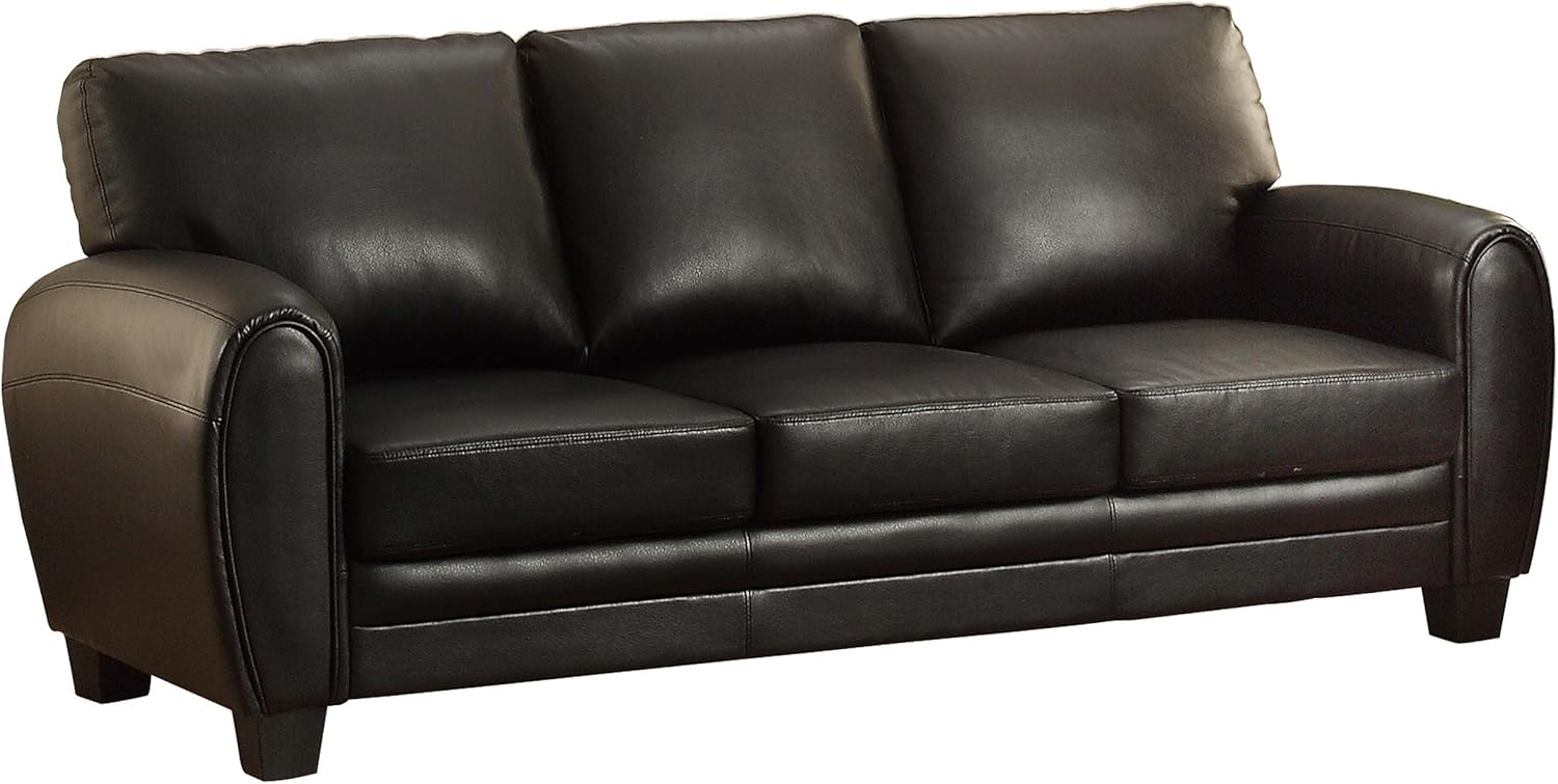 Amazon Com Homelegance Rubin 85 Bonded Leather Sofa Black