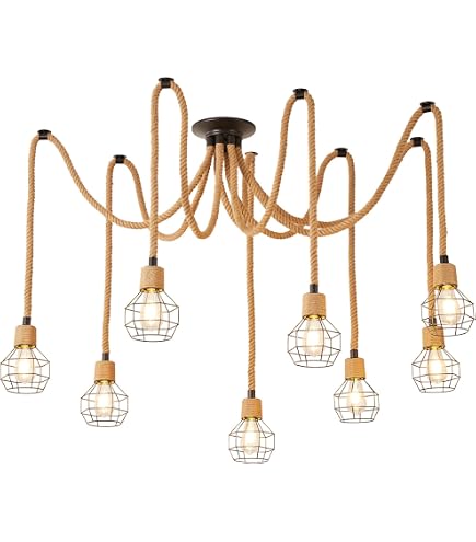 thumbnail image 2 of Lonruis Spider Light Chandelier Spider Pendant Light Fixture Edison Chandelier 8 Arms Vintage Industrial Steampunk Hanging Ceiling Multi DIY 2 of 9