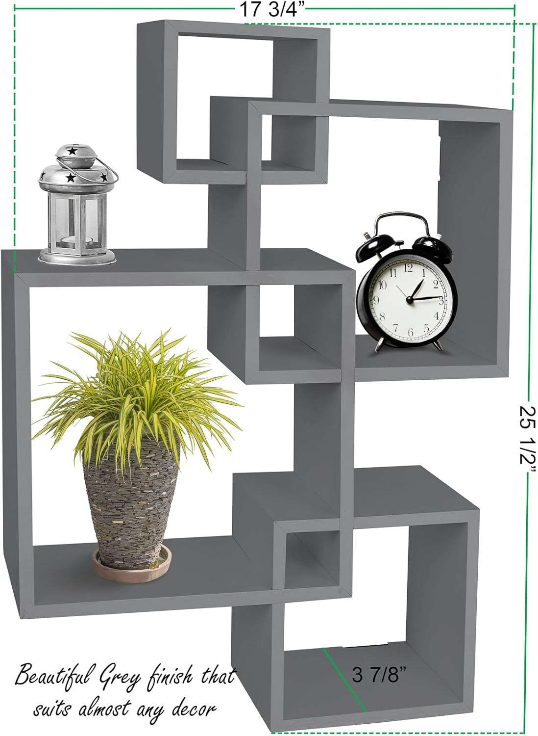 Greenco 4 Cube Intersecting Wall Mounted Floating Shelves Gray Finish: Home & Kitchen