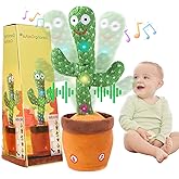 Dancing Talking Cactus Baby Toy, Singing Mimicking Repeating Plush, Educational Interactive Toddler Toy, Repeat What You Say, Tummy Time Toys for Infant Boys Girls 1 Year Old, Easter Basket Stuffers