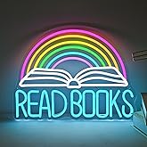 FAXFSIGN Read Books Neon Sign Book Neon Light Colorful Rainbow Neon Light sign Read More Books Neon Signs Library Classroom Reading Room Bookstore Bookish Decoration Kids Gifts