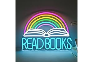 FAXFSIGN Read Books Neon Sign Book Neon Light Colorful Rainbow Neon Light sign Read More Books Neon Signs Library Classroom Reading Room Bookstore Bookish Decoration Kids Gifts