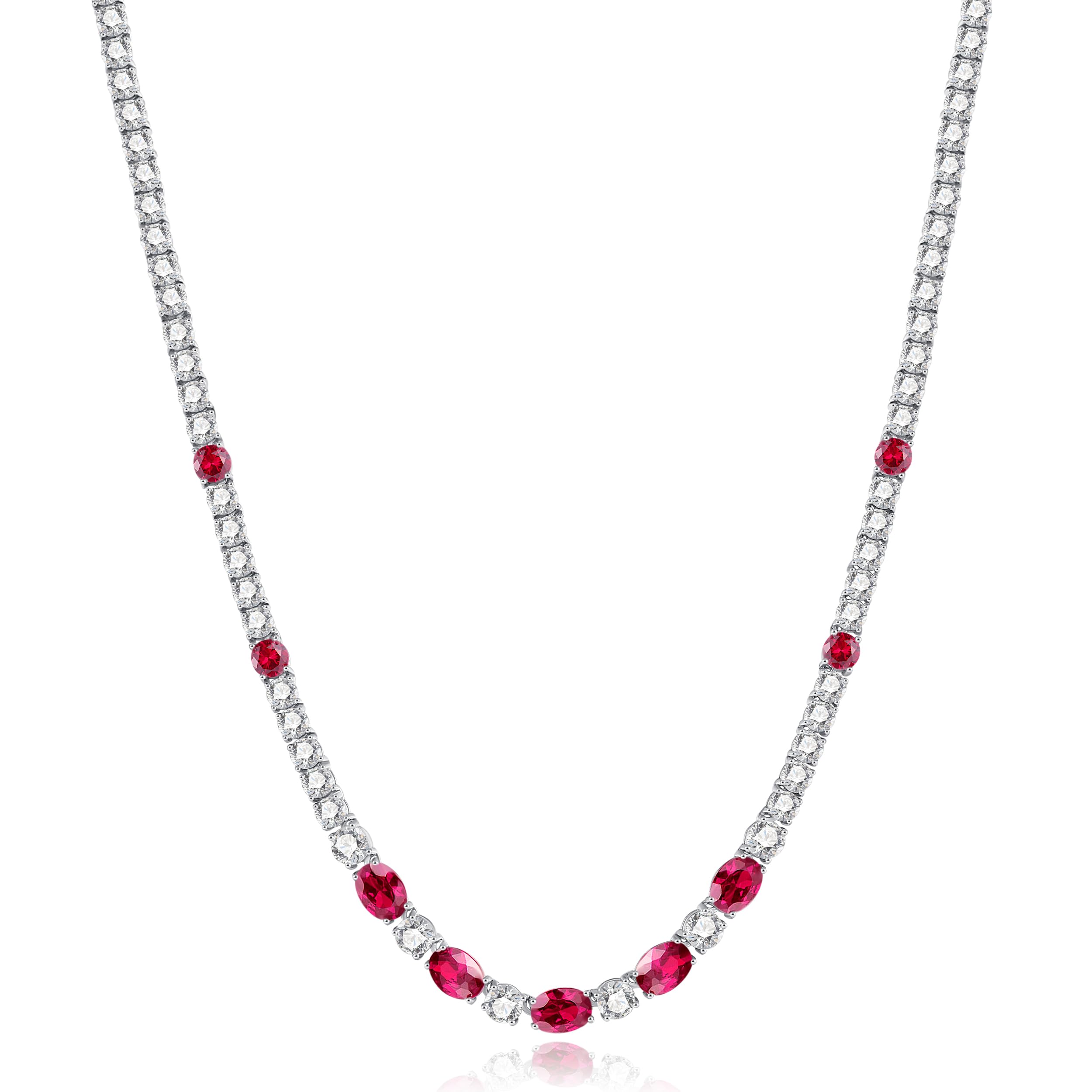 FANCIME Sterling Silver Created Ruby Tennis