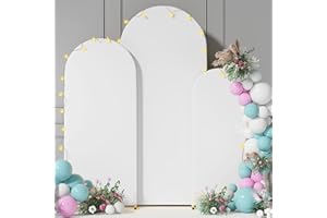 GAMPLAE Wedding Arch Cover 2-Sided Round Top Spandex Arch Backdrop Cover (White, 6FT, 5FT, 4FT)