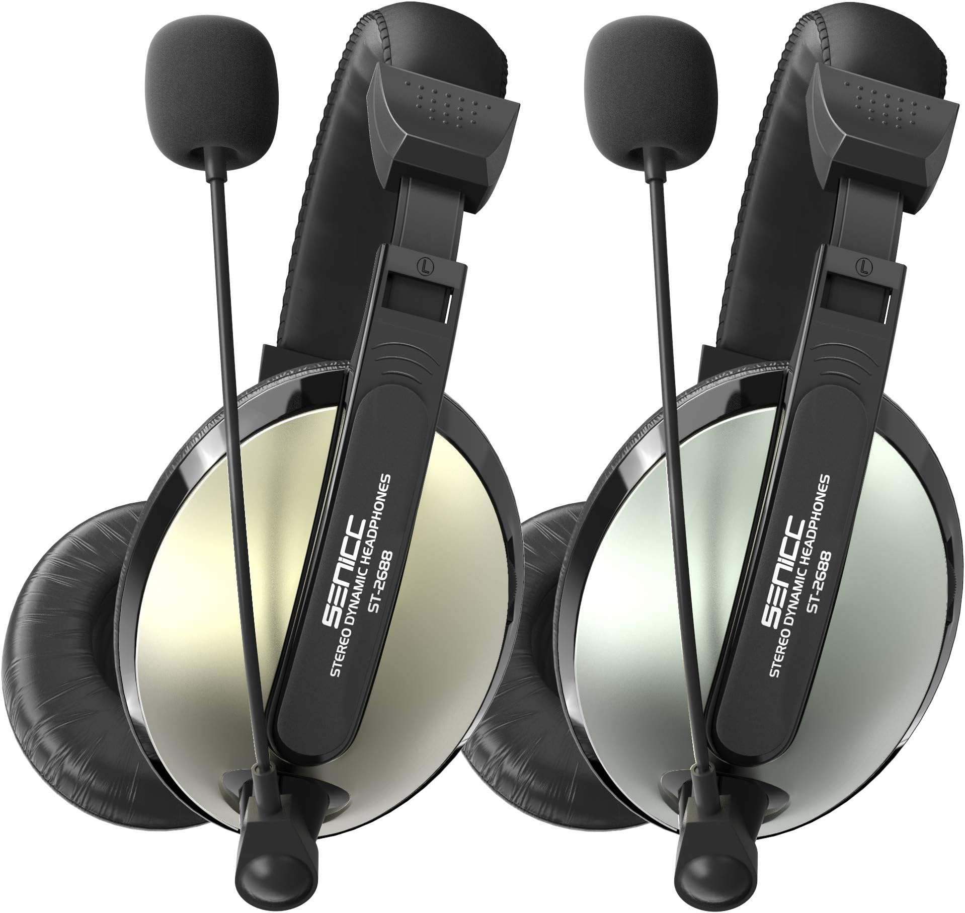 SENICC 2 Pack Gaming Headset for PS4, Xbox One, PC, Mobile Phone, Nintendo Switch, Over Ear Headphones with Mic Volume Control, Lightweight 3.5mm Wired Headset for Women Man Kids