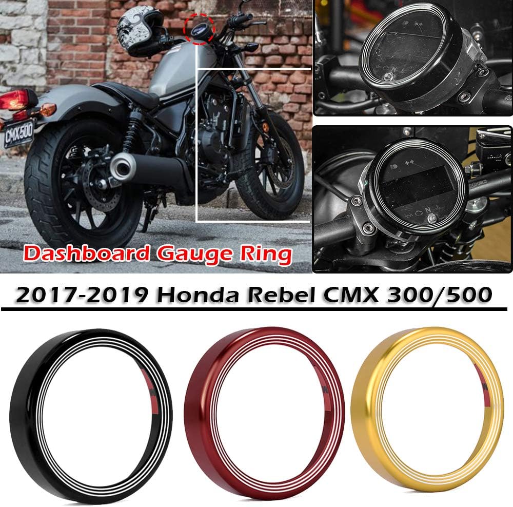 LJBusRoll Dashboard Gauge Dial Rings Bezel Trim Speedo Sport for Honda Rebel CMX 300 CMX 500 2017 2018 2019 Speedo Meter Decoration Ring (Black)