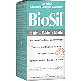 BioSil by Natural Factors, Hair, Skin, Nails, Supports Healthy Growth and Strength, Vegan Collagen, Elastin and Keratin Generator, 60 Capsules