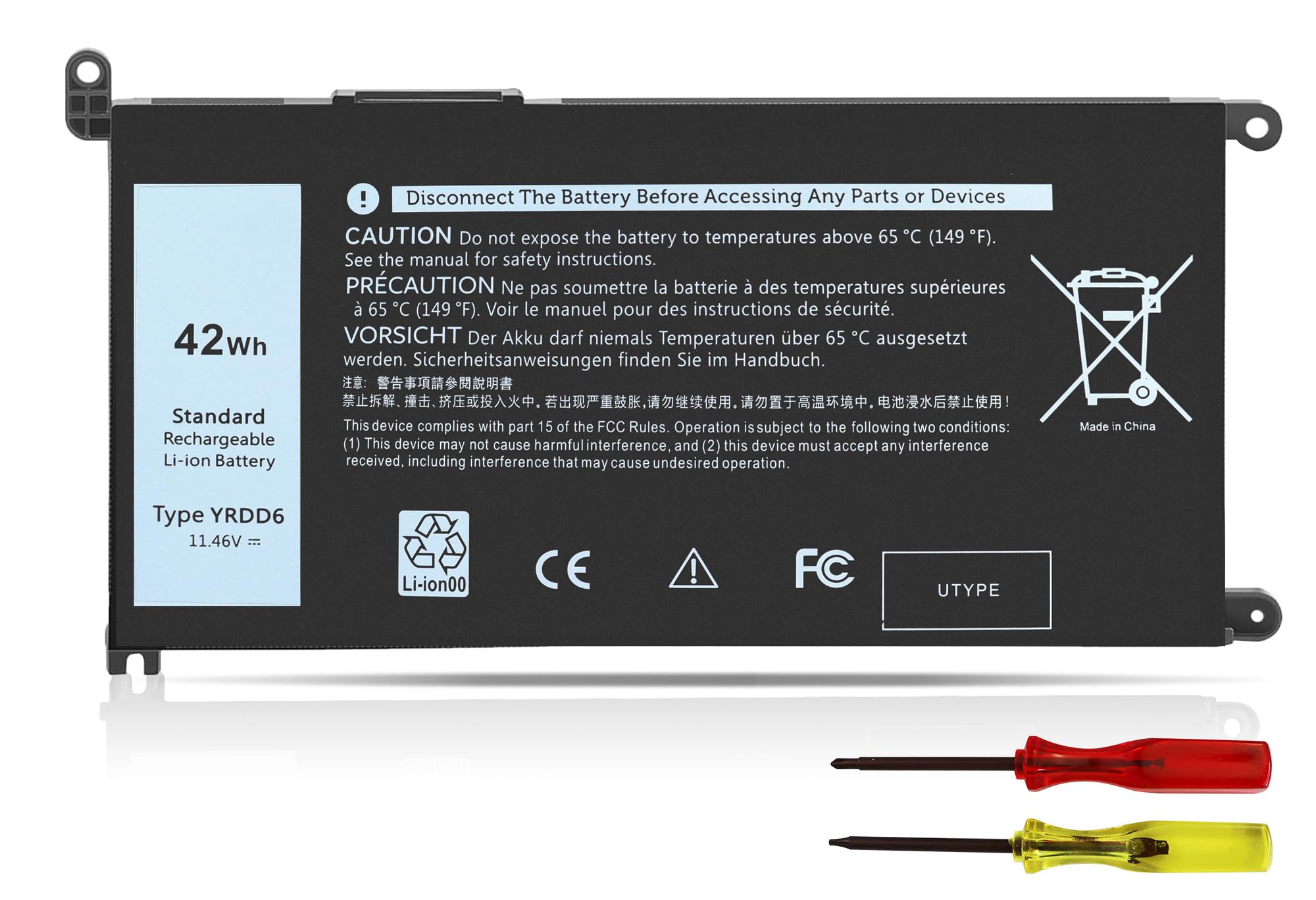 Menlonigt 42Wh YRDD6 1VX1H Battery for Dell