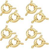 PH PandaHall 15pcs 3mm Rack Plating Metal Spring Ring Clasps Round Clasps and Closures with Closed Jump Rings Golden Springring Trigger Clasp Jewelry Connectors for Necklace Jewelry Ma