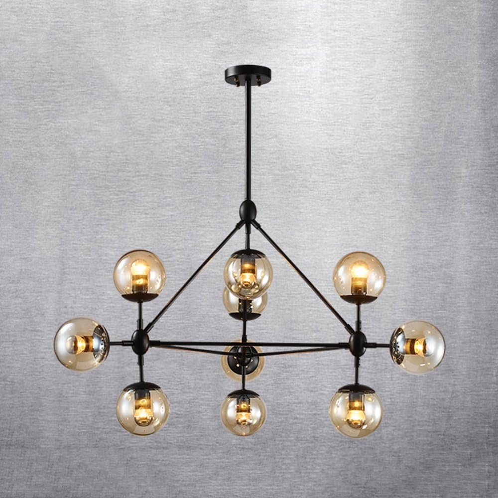 MGCHD LOFT Nordic LED Molecule Iron Glass Ball Globe Cafe Restaurant Chandelier A+ ( Size : B:10 head 10451cm )