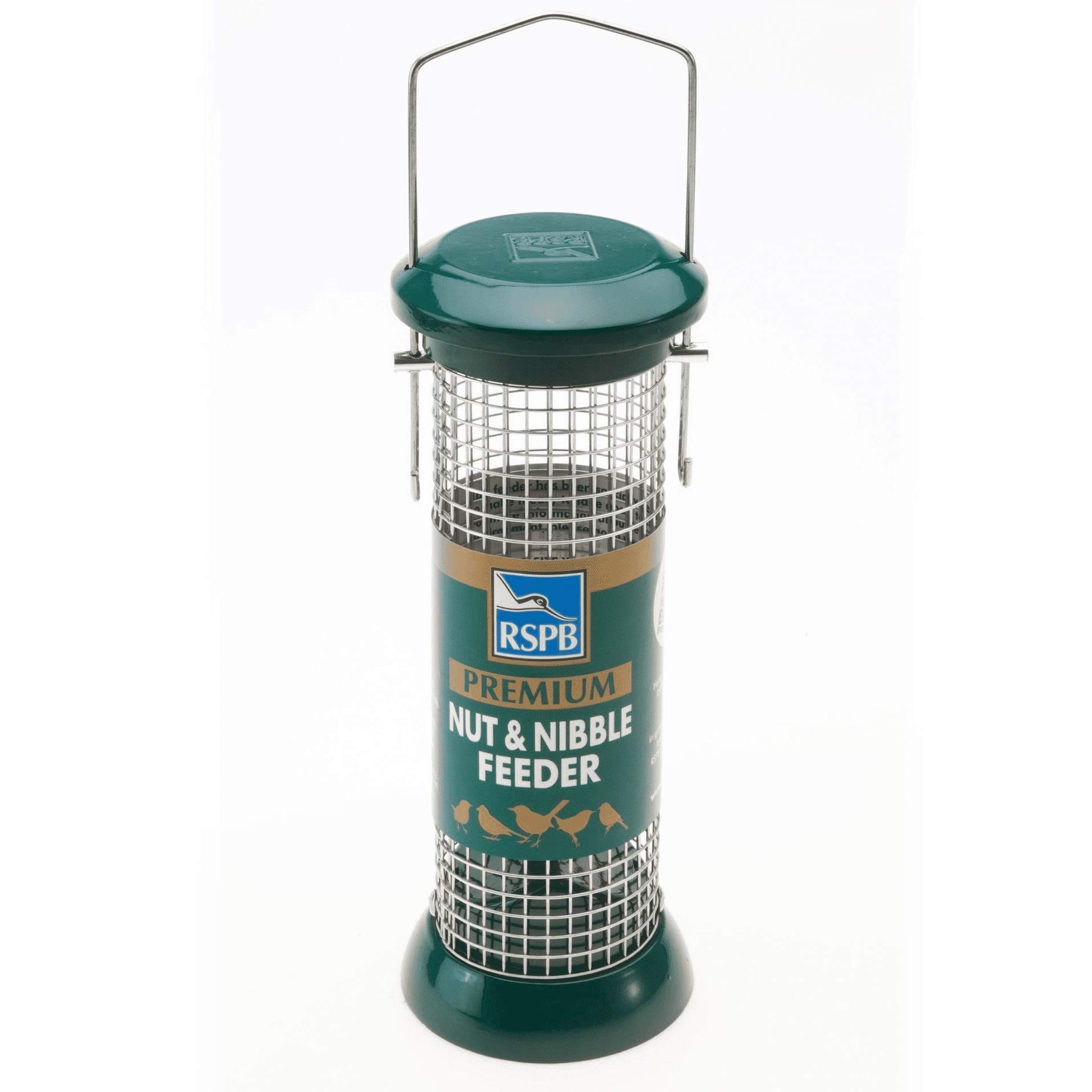 RSPB Premium Hanging Nut Feeder, Easy Clean, Aluminium, 9-inch, peanut. supporting RSPB charity. Wild bird, for use in gardens & outdoors pouches