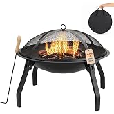 22" Small Fire Pit - Wood Burning Outdoor Fire Pit with Grill, Carry Bag | Compact 22-Inch Design, Folding Legs, Carry Bag Included, Spark Screen, Cooking Grate, Fire Poker, Backyard Patio Camping