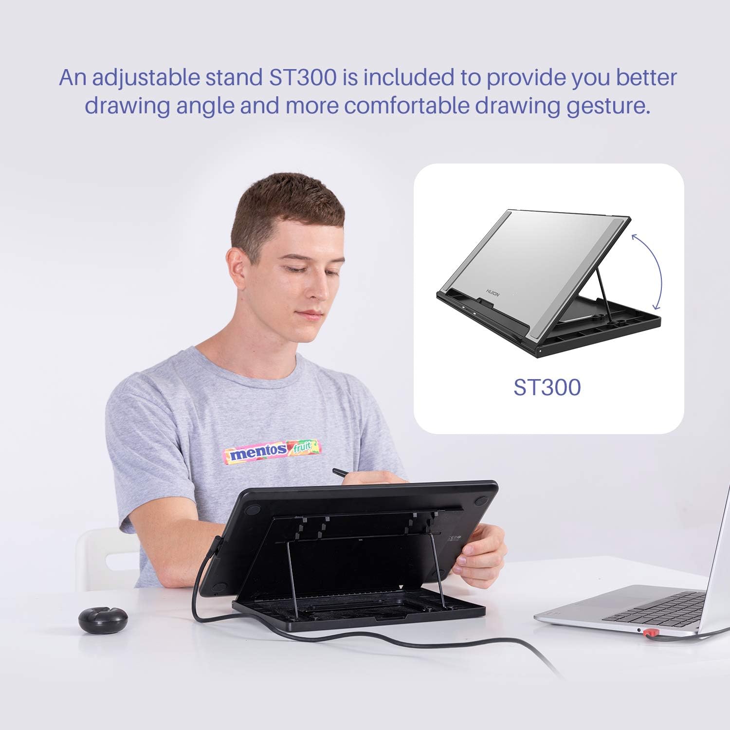 2020 HUION Kamvas 13 Android Support Graphics Drawing Tablet Monitor with Full Laminated Screen Battery-Free Stylus 8192 Pressure Sensitivity Tilt 8 Express Keys Adjustable Stand-13.3inch, Black: Computers & Accessories