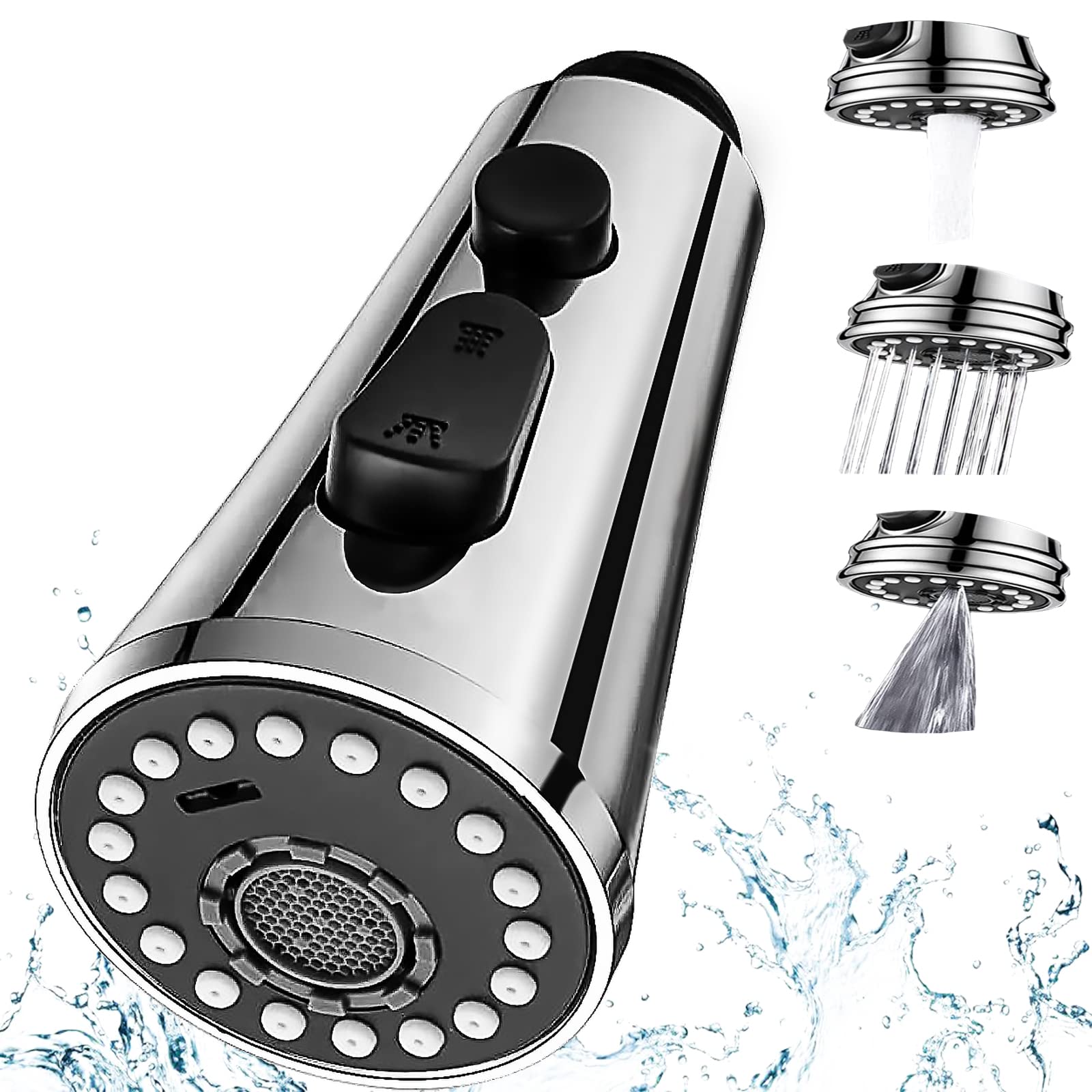 3 Modes Kitchen Faucet, Pull-Out Kitchen Sink Shower Head G1/2 Head Kitchen Tap Shower Head Replacement for Bathroom Sink