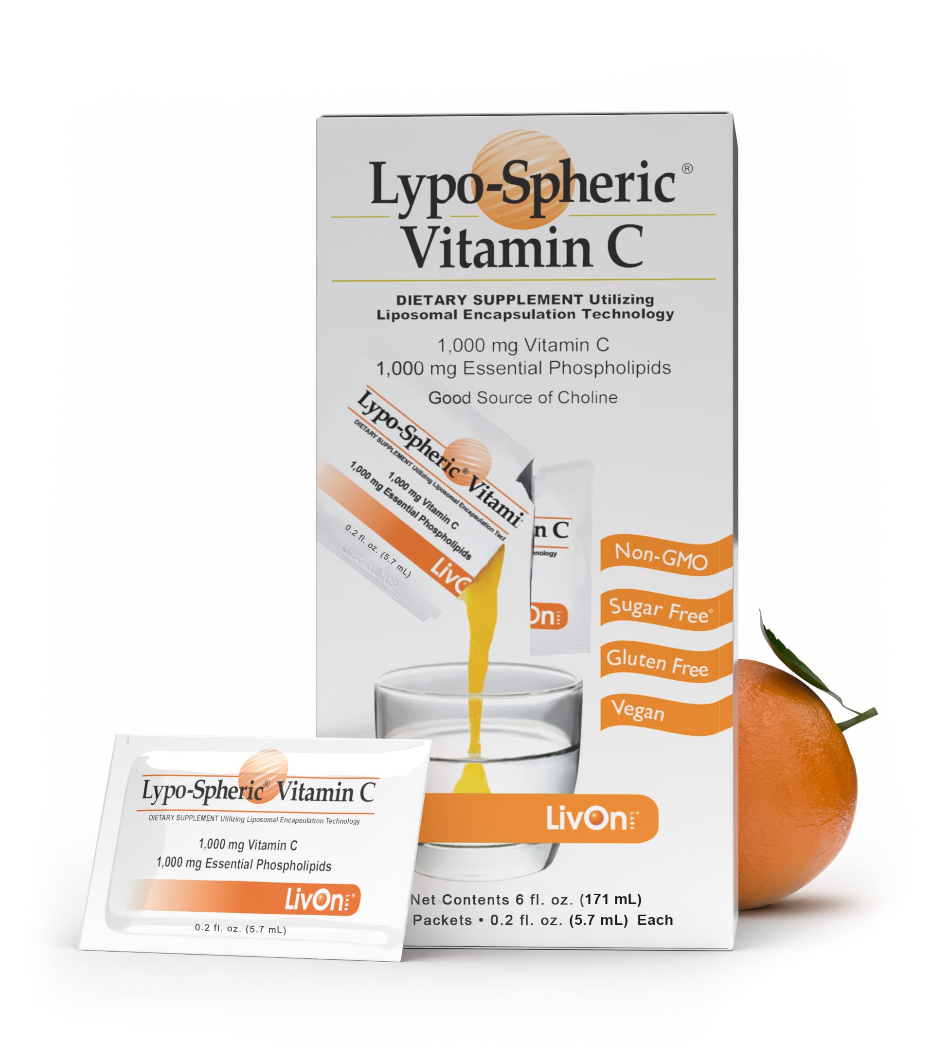 lipo encapsulated vitamin c LivOn Laboratories Lypo–Spheric Liposomal Vitamin C 30 Count (1 Pack), Orange 858514001002| eBay