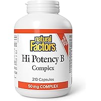 Natural Factors Vitamin B Complex 50 mg, VALUE SIZE, 210 Capsules, Enhances Energy Levels, Full Spectrum B Vitamin, Proudly C