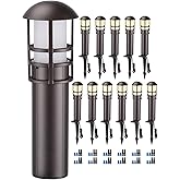 LEONLITE 12-Pack Low Voltage Landscape Pathway Lights 3W Landscape Lighting 12-24V LED Bollard Path Lights Wired CRI 90+ Alum