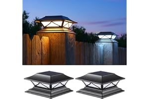 PASAMIC 2 Pack Solar Post Cap Lights, Waterproof Outdoor Lights for 4x4 5x5 6x6 Wood/Vinyl Posts, Fence Post Solar Lights with 2 Color Modes for Garden, Deck, Patio, Porch, Fence