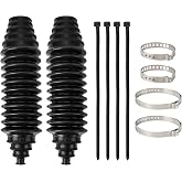 Steering Rack Boot Kit, Universal Steering Rack and Pinion Tie Rod Boots | Dustproof Silicone Inner Tie Rod Boot Set with Rack and Pinion Bellow Cable Ties and Clamps (Black)
