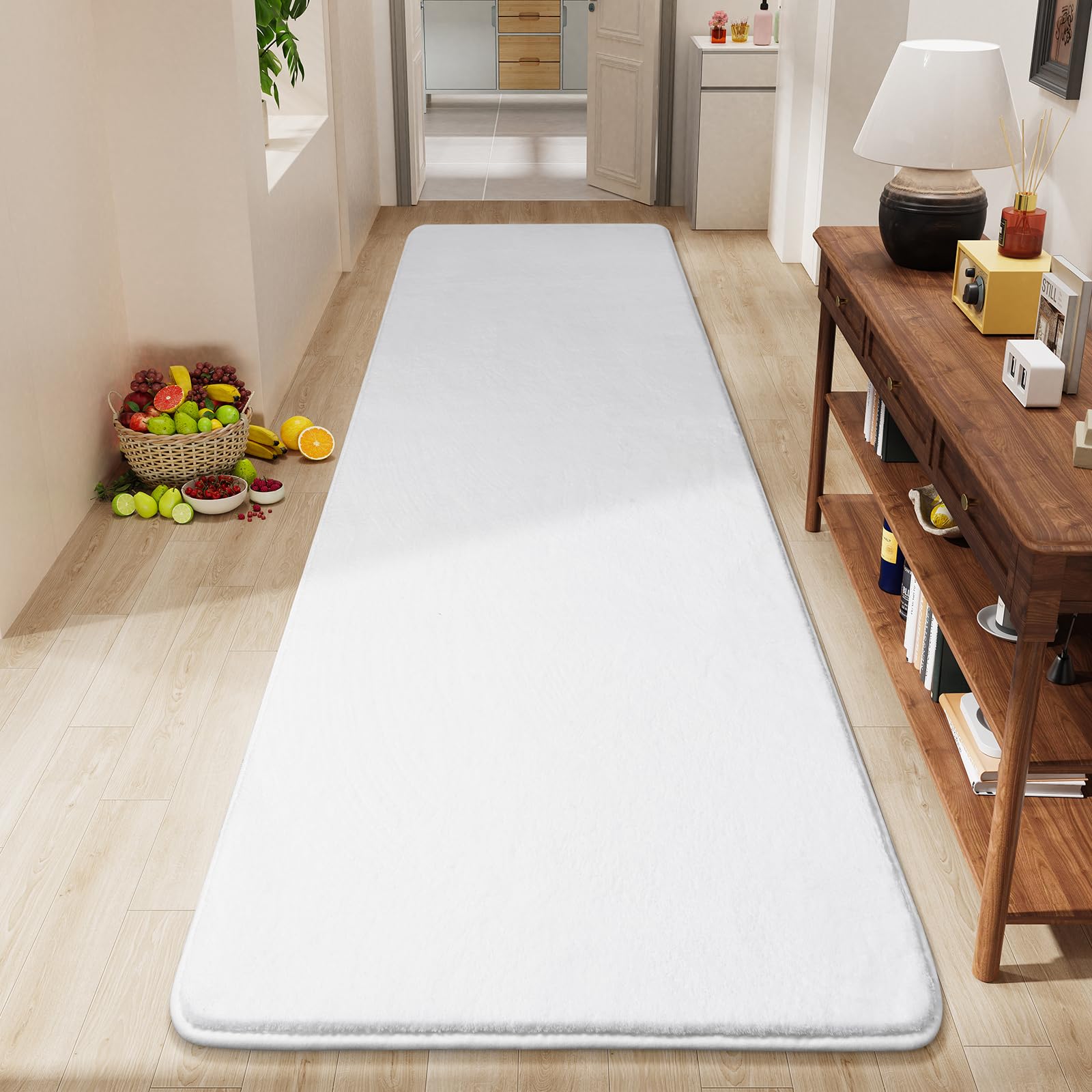 Photo 1 of Amearea Modern Soft Hallway Runner Rug, 2x8 Feet Area Rug Runners for Hallways, Washable Runner Rugs, Non Slip Memory Foam Rug White Runner Rugs Carpet for Entrance Kitchen Kids Room Decor