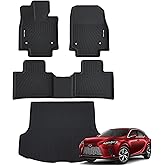 NIKALAIKA Floor Mats & Cargo Liner for 2023 2024 2025 Lexus RX/RX350/RX350h/RX500h All Weather Protection TPE Rubber Floor Liners for 2023 2024 2025 Lexus RX Full Set Automotive Mat Accessories, Black