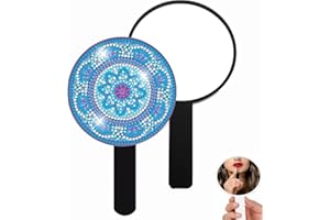 DOTZSO Handheld Mirror DIY Compact Mirror Diamond Painting Hand Mirror with Mirror Hand Mirror, Large Black Handheld Mirror with Handle,Diamond Dot Art Kits for Women Girls Kids 4.7X 6(Mandala)