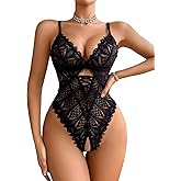 Avidlove Women One Piece Lingerie Sexy Lace Bodysuit Deep V Teddy Criss Cross Sexy Sleepwear