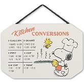 Peanuts Snoopy and Woodstock Hanging Wood Measuring Sign | Fun Chef Snoopy Kitchen Conversion Chart for Home
