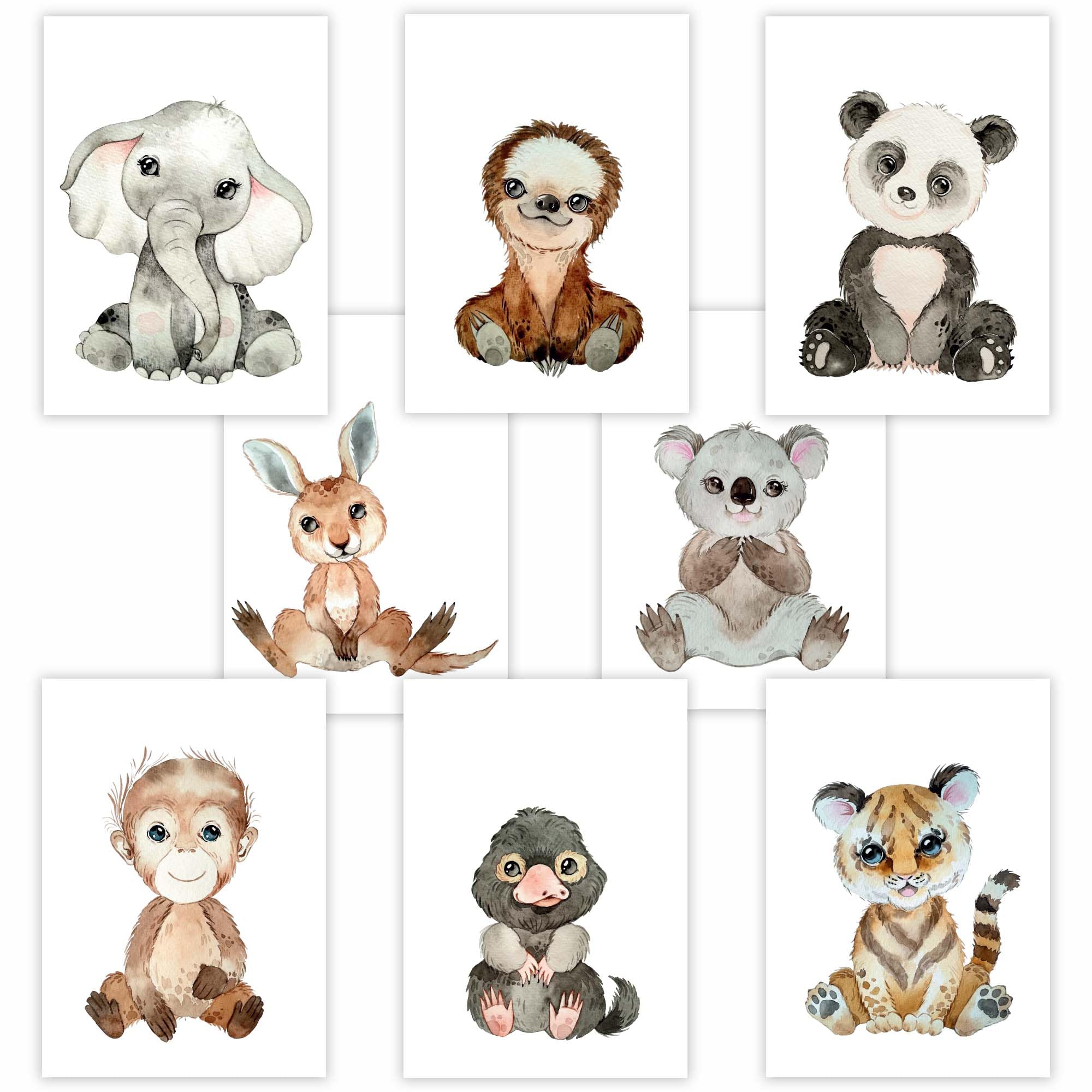 CreativeRobin Cute Animal Poster Set for Children's Room I Baby Room Decoration I DIN A4
