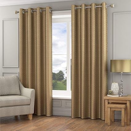 Madison Gold Eyelet Curtains 90x90 229x229cm Amazon Co Uk