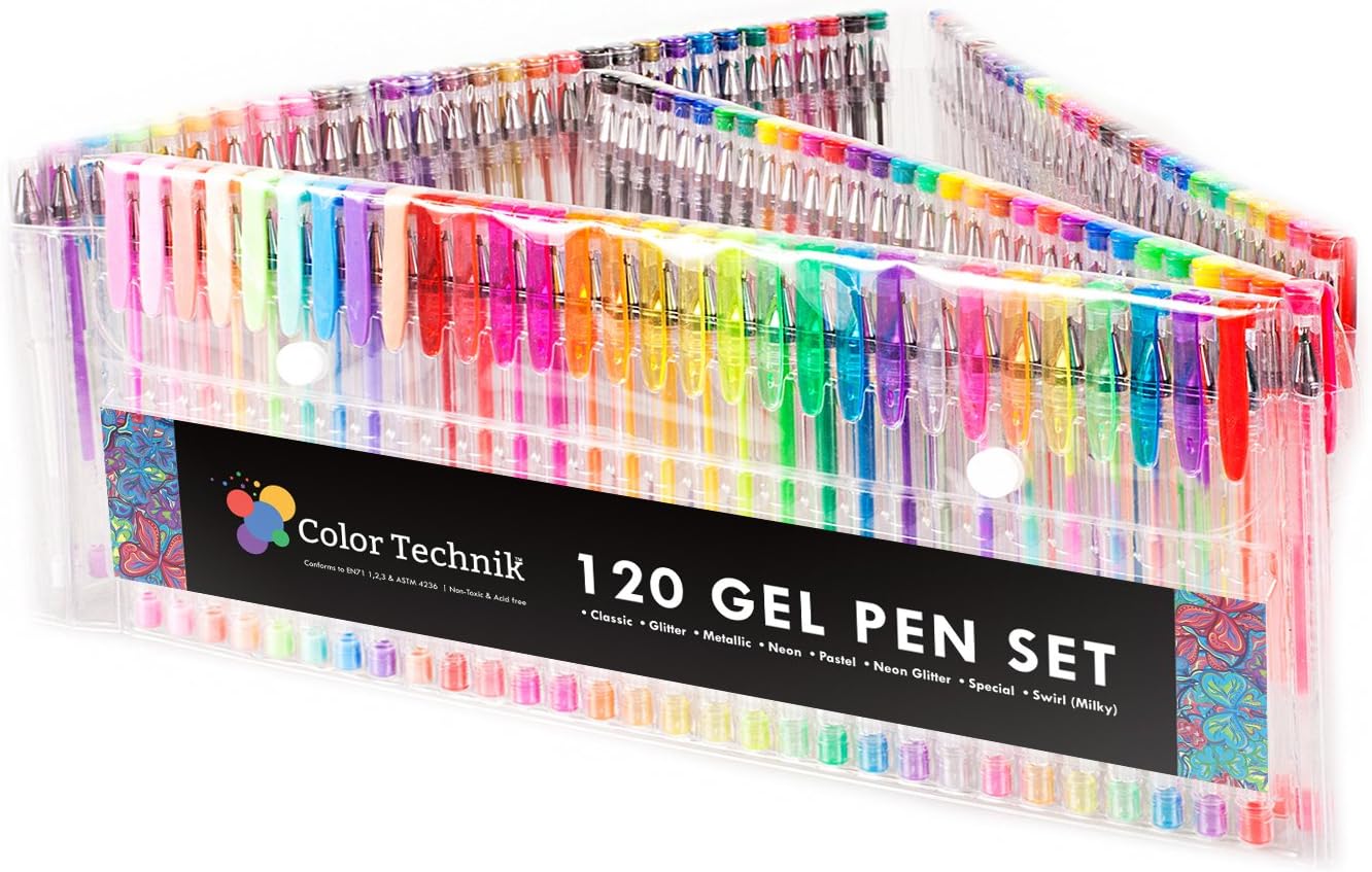 120 Gel Pens by Color Technik INDIVIDUALLY UNIQUE Best Colours On