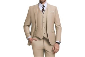 ZKHOECR Men's 3 Piece Slim Fit Suit Set, Two Button Blazer Solid Jacket Vest Pants Wedding Business Suit
