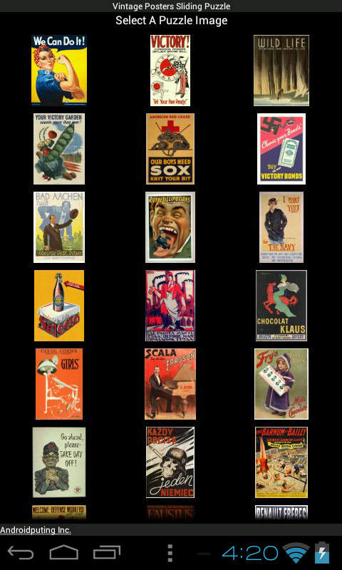 Vintage Advertisment Posters Sliding Puzzle