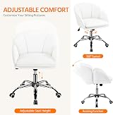 Yaheetech Faux Leather Desk Chair White Flower Petal Design Swivel Chair view 5