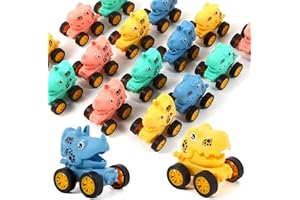MANMEL 18Pcs Dinosaur Pull Back Cars Set for Kids Toddlers, Bulk Mini Racing Vehicles Toys Party Favors, Pinata Fillers, Goodie Bag Stuffers, Classroom Prizes for Boys Girls