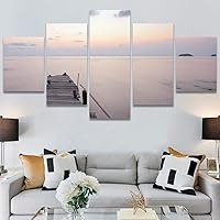 SIGNWIN 5 Panel Canvas Wall Art Aerial Beach Beach Coastal Cool Minimalism Multicolor Photography Relax/Calm for Home Decorations Ready to Hang - 60